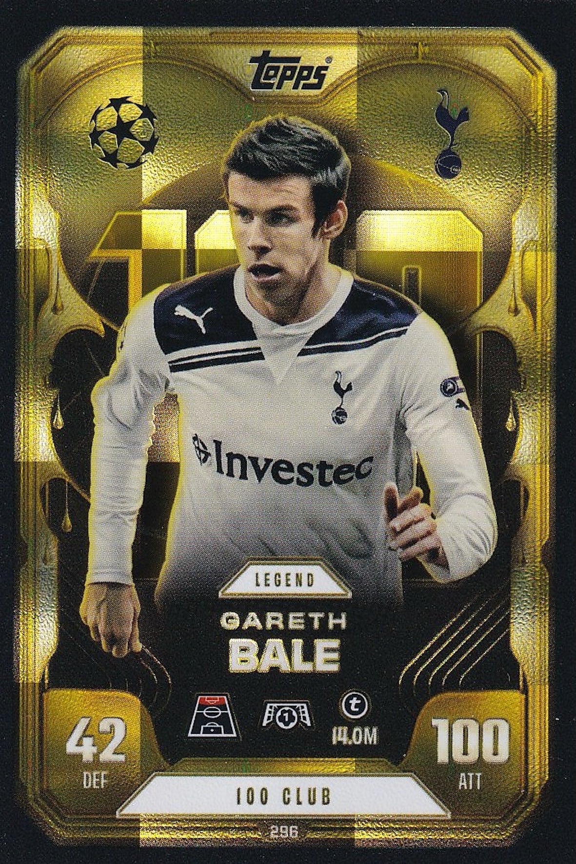 Gareth Bale 100/Hundred Club Legend Card #296 - Topps Match Attax Extra 25/26 (2025/2026), Tottenham Hotspur