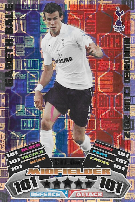 Gareth Bale Hundred Club 2012 101 Card Number 461 - Topps Match Attax 2016/2017