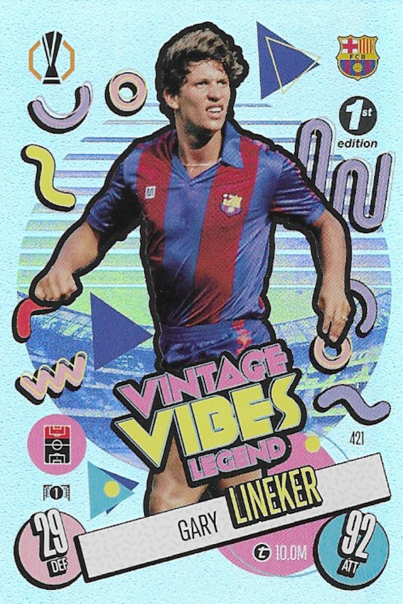 Gary Lineker 1st Edition Vintage Vibes Card #421 - Topps Match Attax 2024/2025 (24/25) FC Barcelona