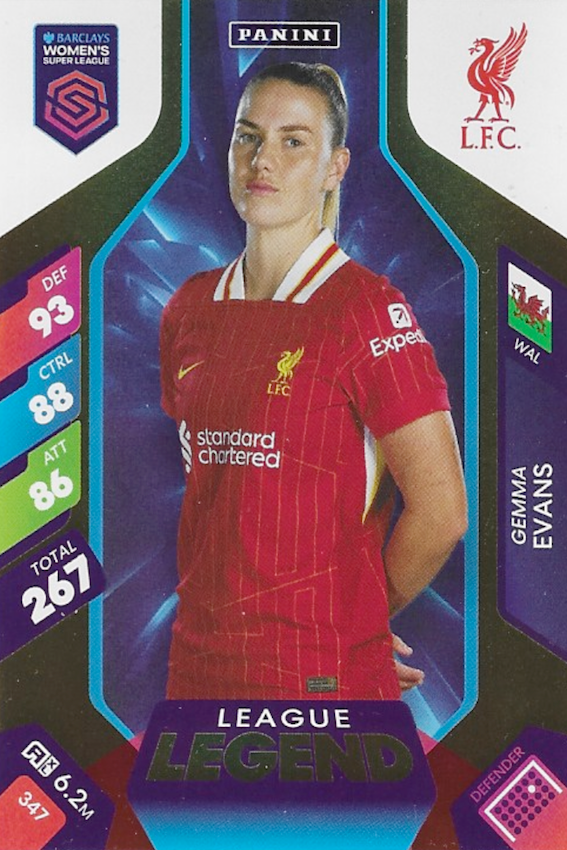 Gemma Evans League Legend Card #347 - WSL 2025 Women's Super League Panini Adrenalyn XL