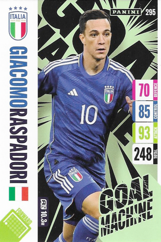 Giacomo Raspadori Goal Machine Card No 295 - Adrenalyn XL 2024 England Tournament Edition by Panini