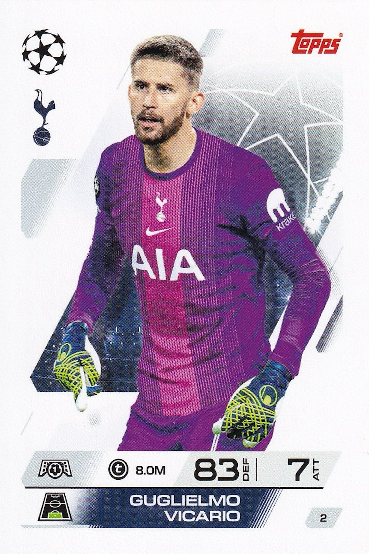Guglielmo Vicario Base Card #2 - Topps Match Attax 25/26 (2025/2026) Tottenham Hotspur/Spurs