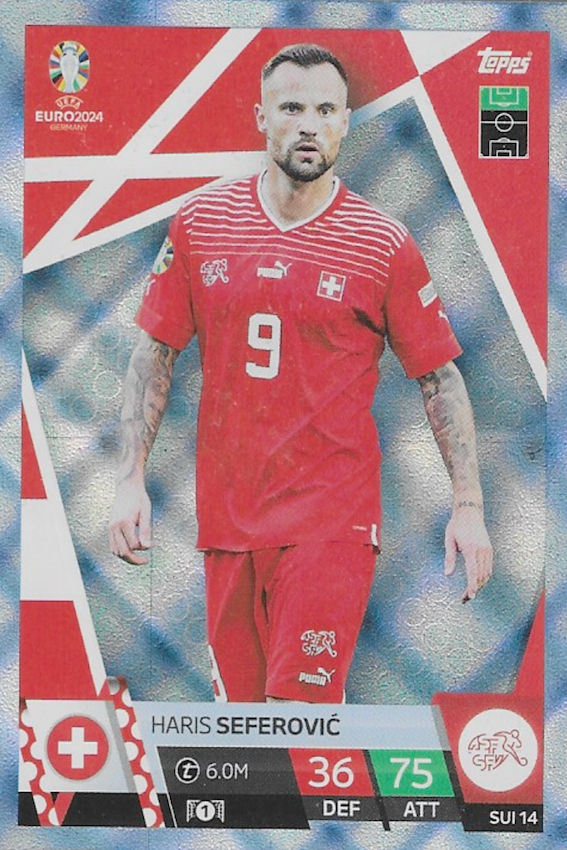 Haris Seferovic Blue Crystal Parallel Card #SUI14 - Topps Match Attax Euro 2024