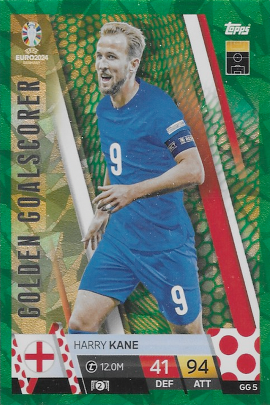 Harry Kane GOLDEN GOALSCORER Green Emerald GG 5 Card - Topps Match Attax Euro 2024