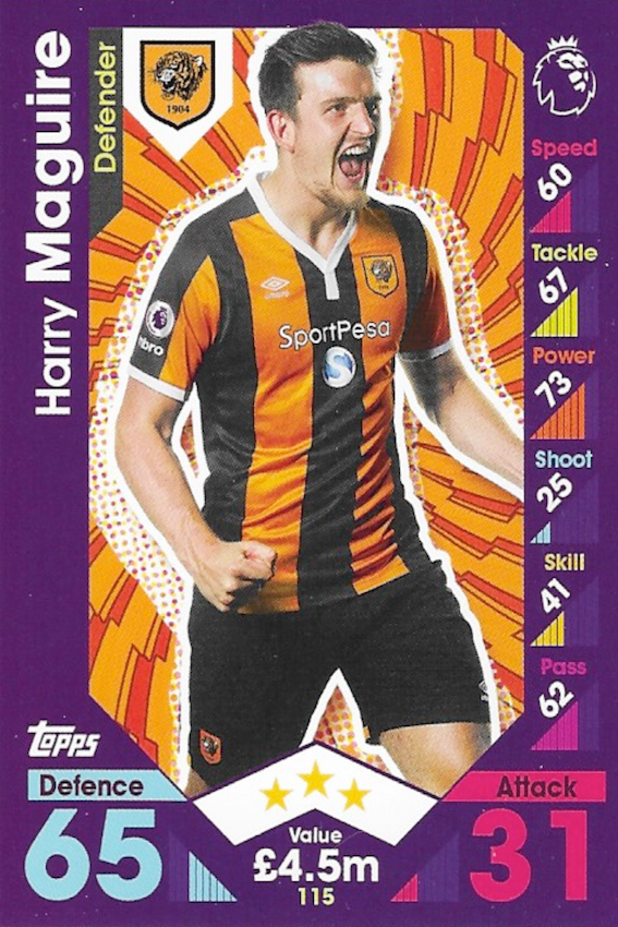 Harry Maguire ROOKIE Card No #115 - Topps Match Attax 2016/2017 Hull City