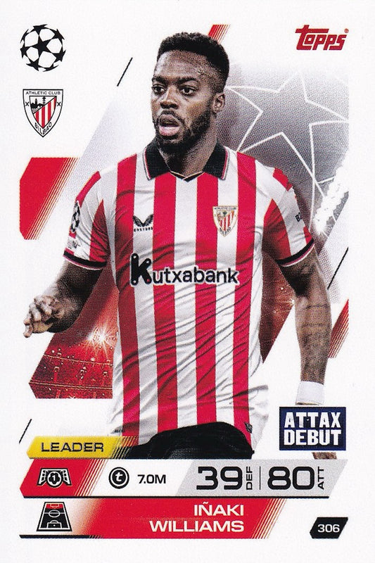 Inaki Williams Base Card #306 Card, Attax Debut - Topps Match Attax 25/26 (2025/2026)