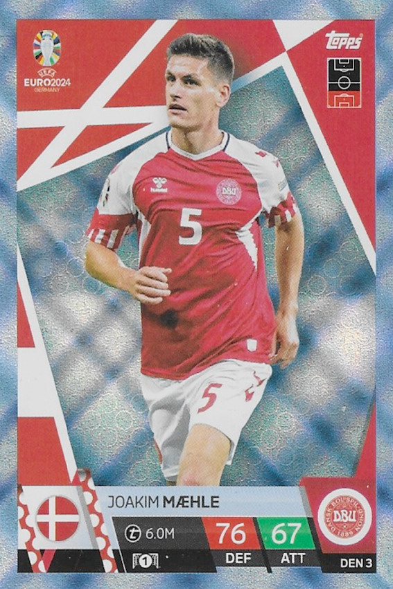 JOAKIM MAEHLE Blue Crystal Parallel Card #DEN3 - Topps Match Attax Euro 2024