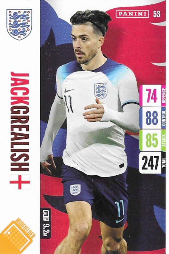 Jack Grealish Base Card number #53 - Adrenalyn XL 2024 England Tournament Edition