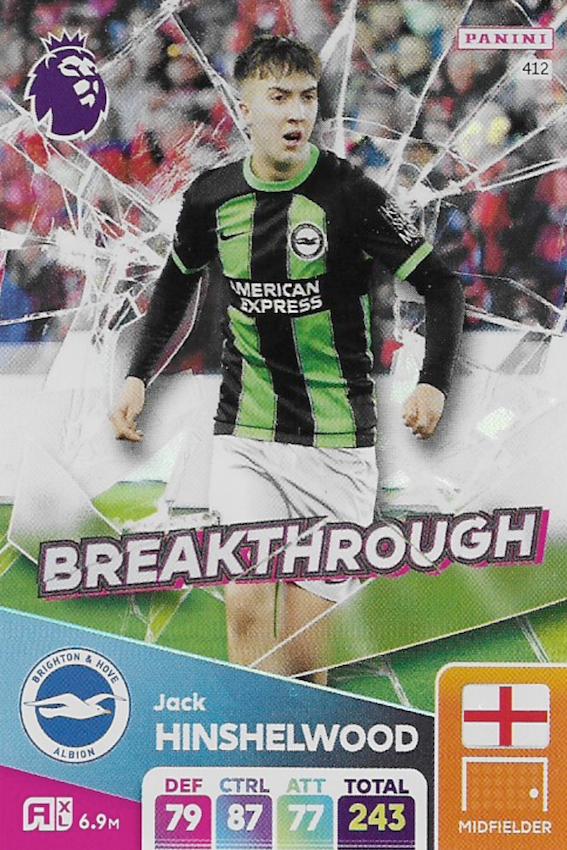 Jack Hinshelwood BREAKTHROUGH Card #412 - Panini Adrenalyn XL 2025 Premier League 