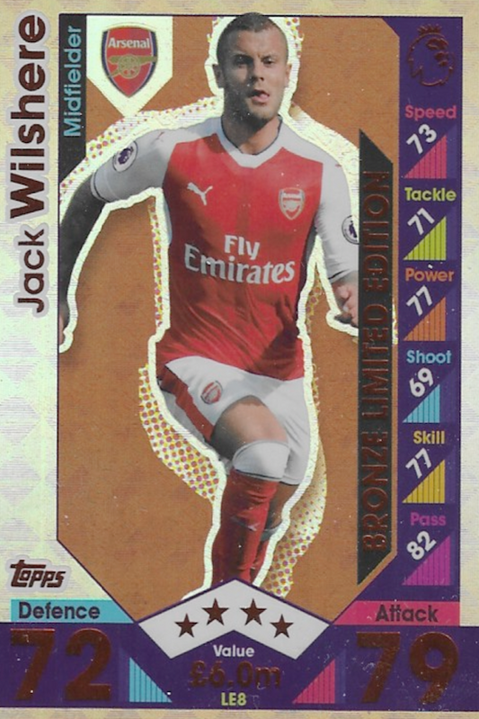 Jack Wilshere Bronze Limited Edition Card #LE8 - Topps Match Attax 2016/2017