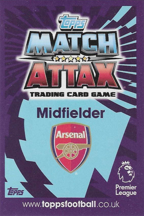 Jack Wilshere Gold Limited Edition Card #LE8 - Topps Match Attax 2016/2017 (Arsenal) - Back of trading card