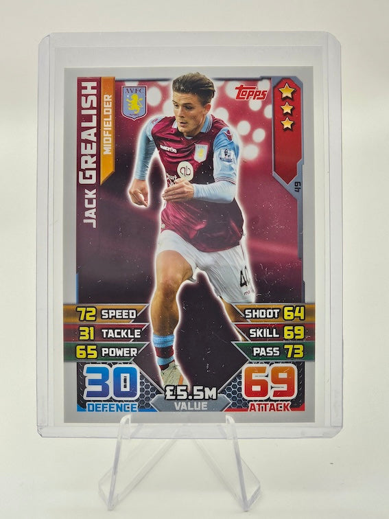 Jack Grealish Rookie Card #49 - Topps Match Attax 2015/2016 (15/16) Aston Villa