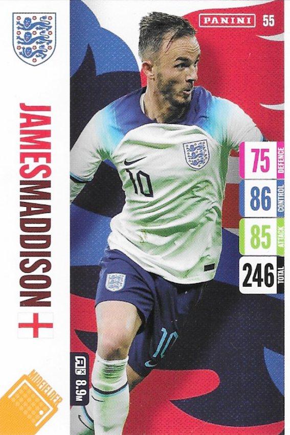 James Maddison Base Card Number 55 - Adrenalyn XL England 2024 Tournament Edition