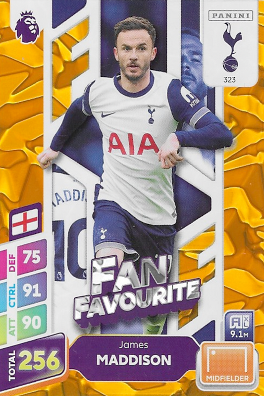 James Maddison Orange Parallel Fan Favourite Card #323 - Panini Adrenalyn XL PLUS 2025 (Tottenham Hotspur/Spurs)