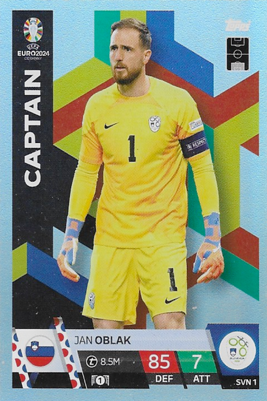 Jan Oblak Captain Card Number #SVN1 - Topps Match Attax Euro 2024