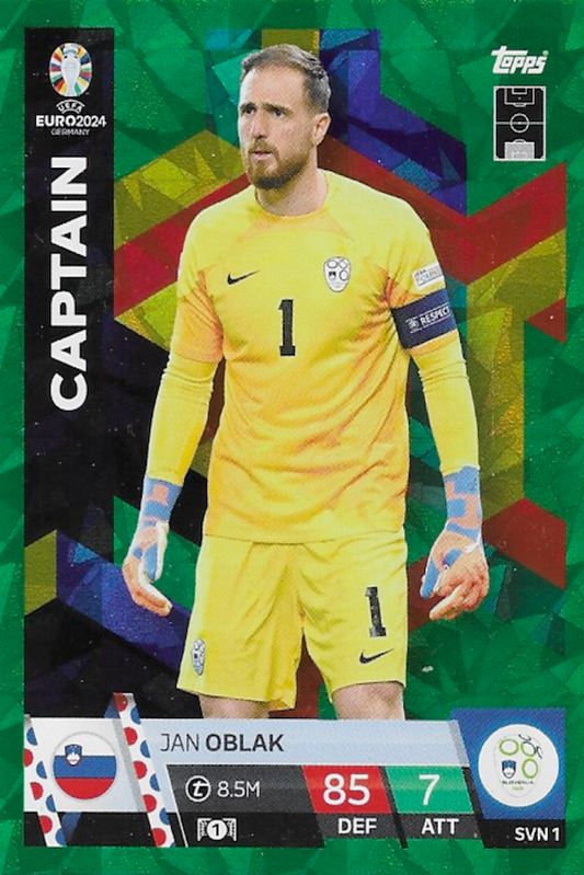 Jan Oblak Green Captain Card Number #SVN1 - Topps Match Attax Euro 2024