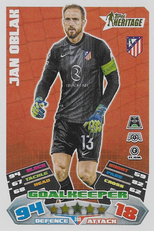 Jan Oblak Heritage Card #389 - Topps Match Attax 25/26 (2025/2026)