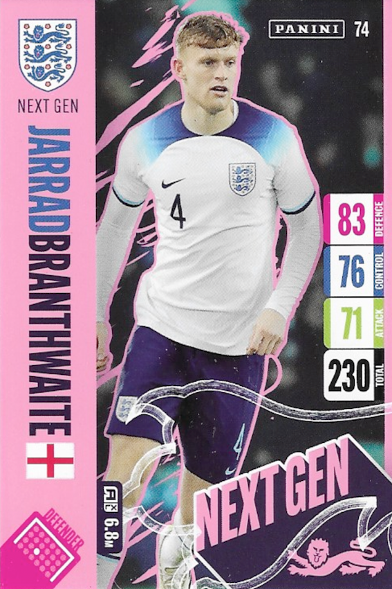 Jarrad Branthwaite Next Gen Card No 74 - Adrenalyn XL 2024 Euro England Tournament Edition