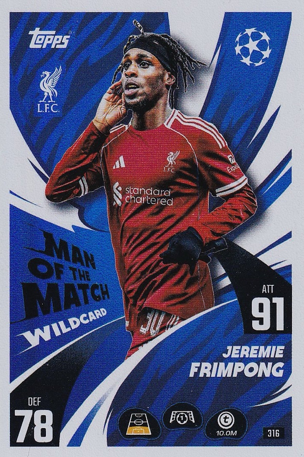 Jeremie Frimpong Man of the Match Wildcard - Topps Match Attax 25/26 (2025/2026) - Liverpool