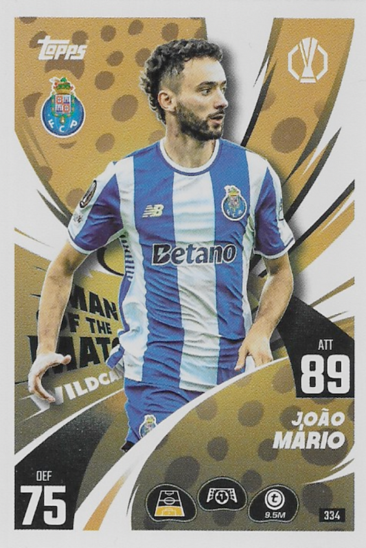 Joao Mario Man of the Match Wildcard #334 - Topps Match Attax 25/26 (2025/2026) - FC Porto