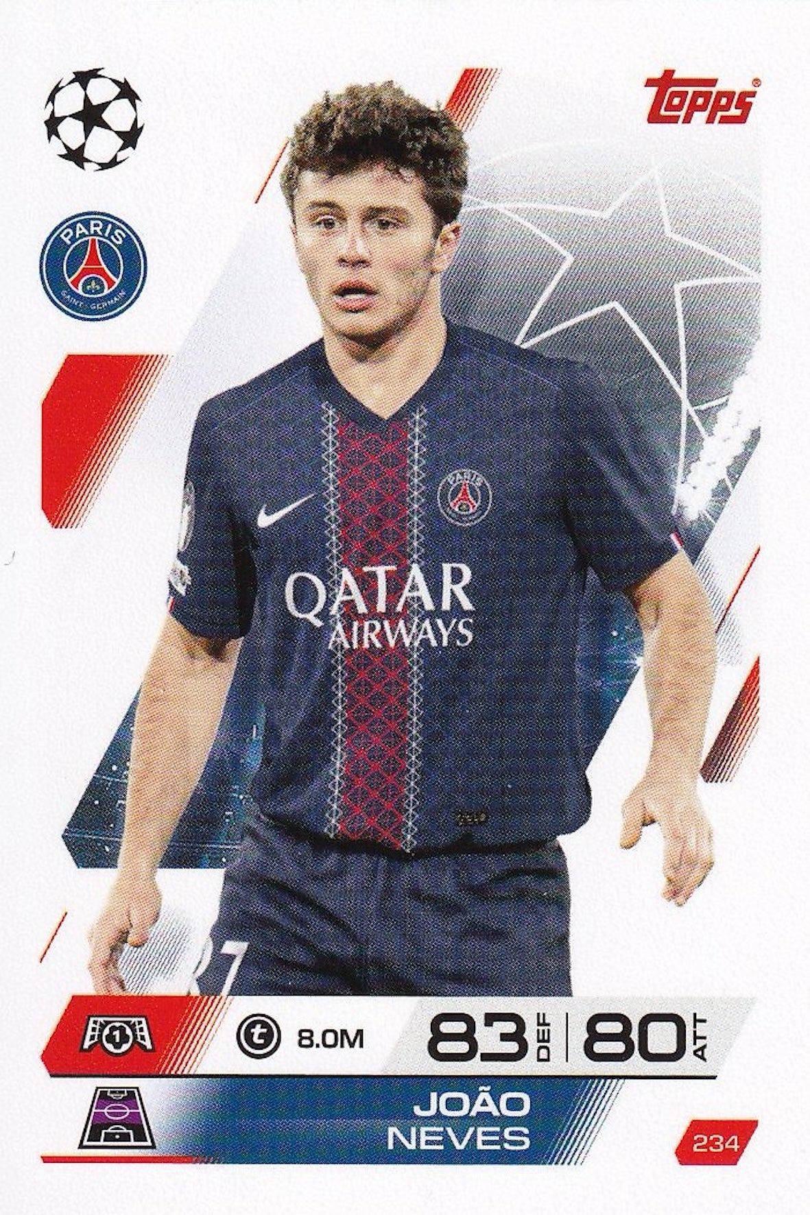 Joao Neves Base Card #234 - Topps Match Attax 25/26 (2025/2026) PSG
