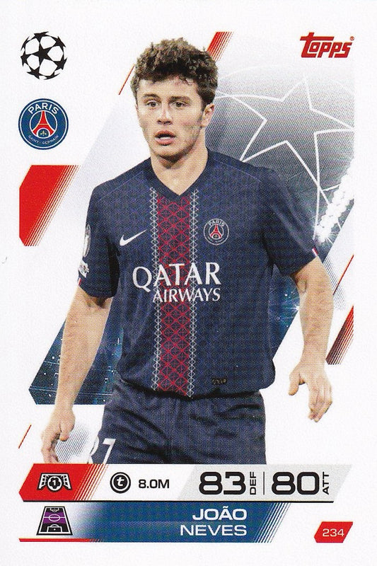 Joao Neves Base Card #234 - Topps Match Attax 25/26 (2025/2026) PSG