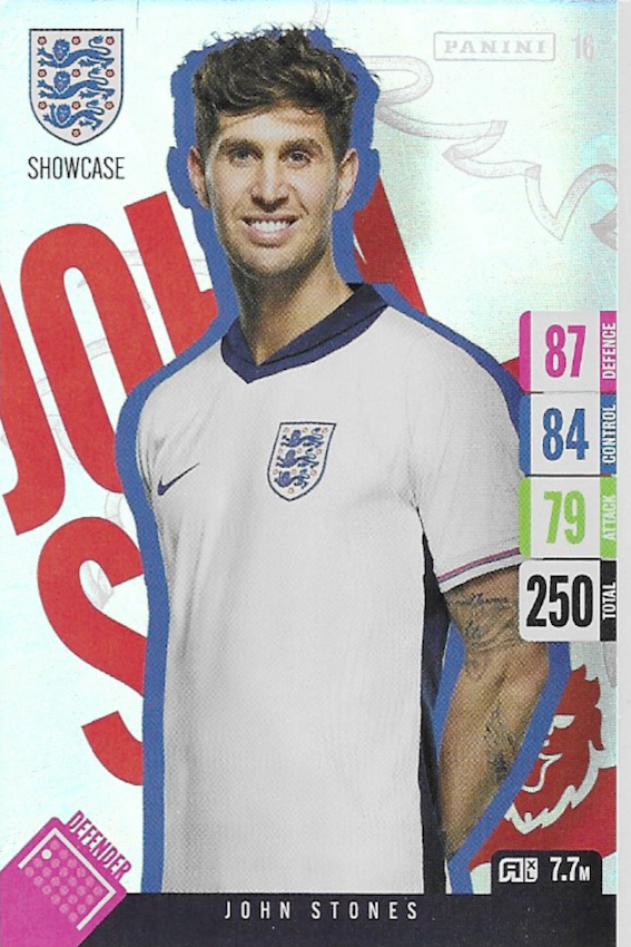 John Stones Showcase Card Number 16 - Adrenalyn XL England 2024 Tournament Edition