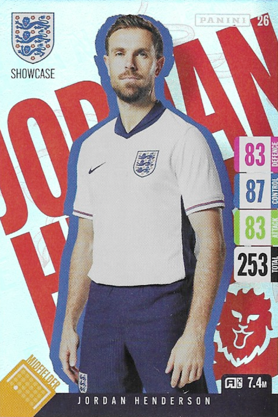 Jordan Henderson Showcase Card Number 26 - Adrenalyn XL England 2024 Tournament Edition