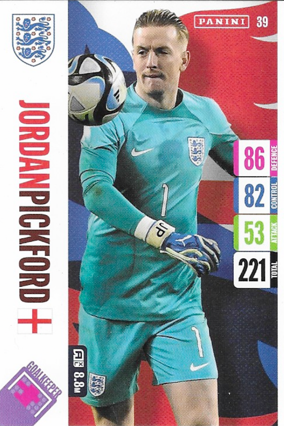 Jordan Pickford Base Card Number 39 - Adrenalyn XL England 2024 Tournament Edition