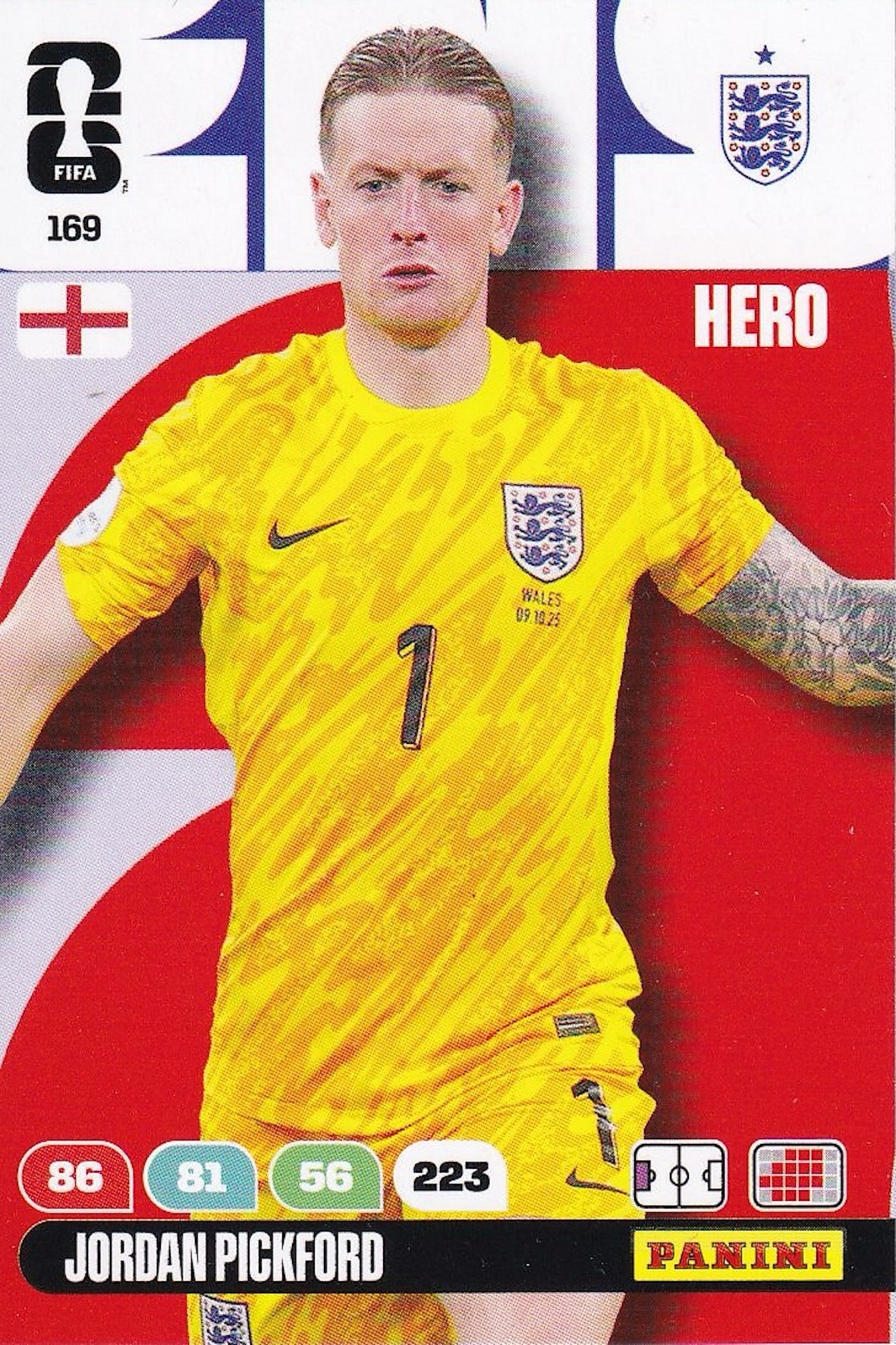 Jordan Pickford Hero Base Card #169 - FIFA WORLD CUP 2026 - Panini Adrenalyn XL - England