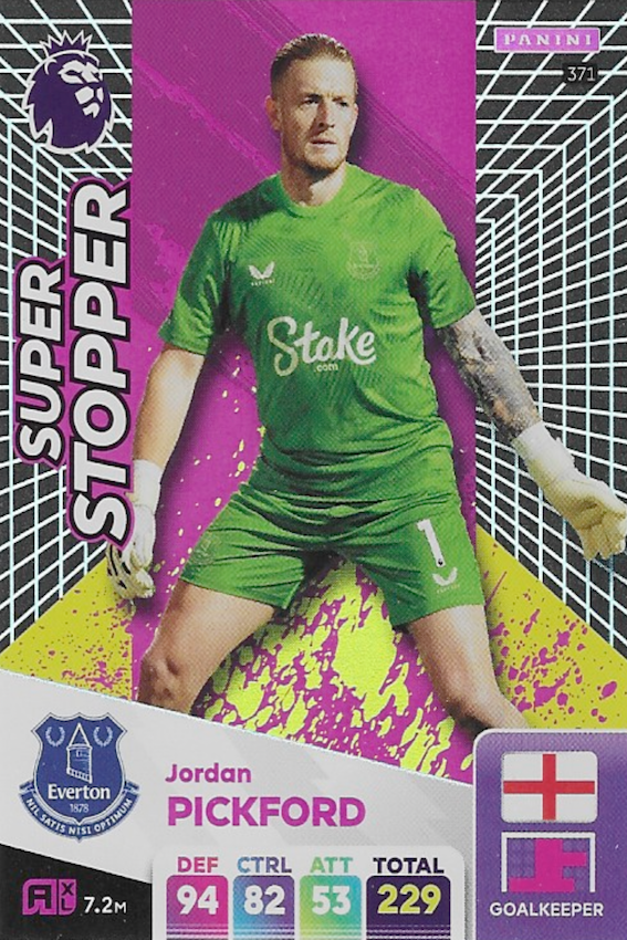 Jordan Pickford Super Stopper Card No 371 - Adrenalyn XL 2025 Premier League by Panini