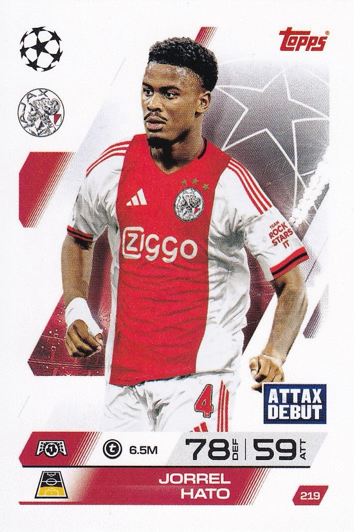 Jorrel Hato Base Card #219, Attax Debut - Topps Match Attax 25/26 (2025/2025) Ajax
