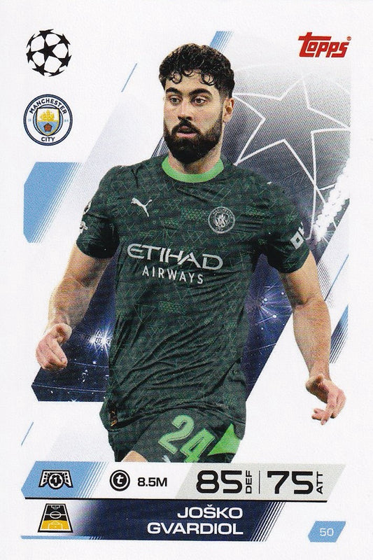 Josko Gvardiol Base Card #50 - Topps Match Attax 25/26 (2025/2026) - Man City