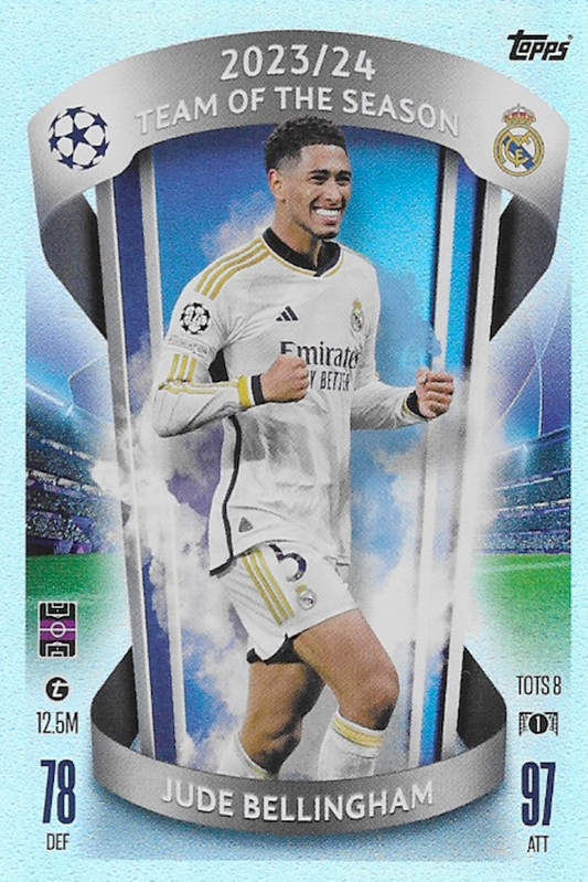 Jude Bellingham 2023/24 Team of the Season TOTS8 Card - Topps Match Attax 2024/2025 (Real Madrid)