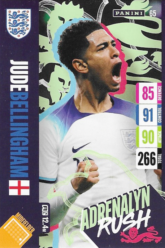 Jude Bellingham Adrenalyn Rush Card Number 65 - Adrenalyn XL England 2024 Tournament Edition