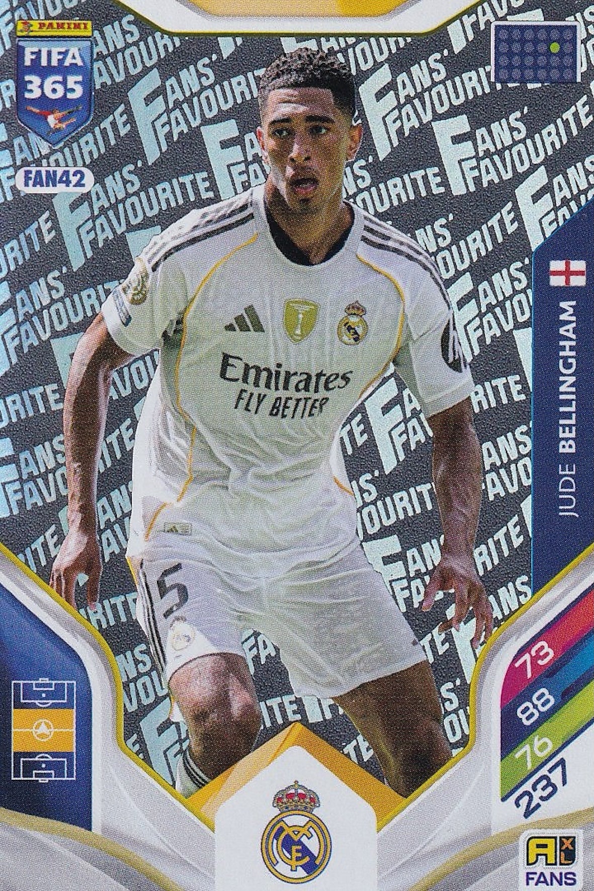 Jude Bellingham Fans Favourite Card #FAN42 - Panini Adrenalyn XL FIFA 365 2026 (Real Madrid)