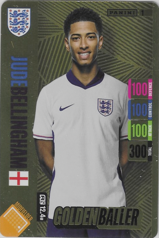 Jude Bellingham Golden Baller Card - Adrenalyn XL 2024 England Tournament Edition Card Number 1