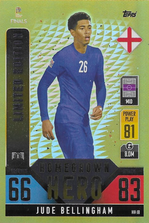 Jude Bellingham Limited Edition HH JB Card - Topps Match Attax 101 Nations League 2022 (Mint)