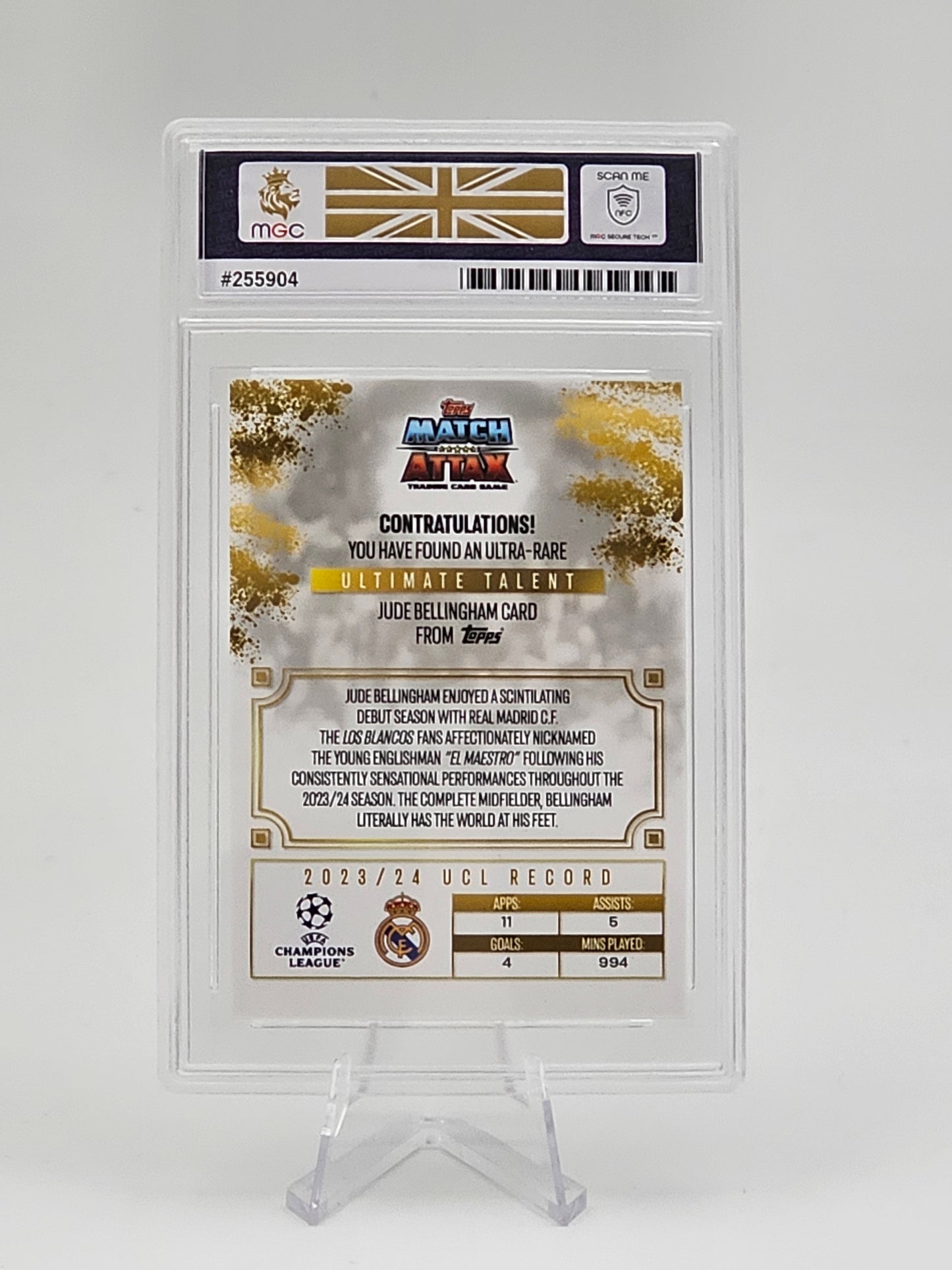 Jude Bellingham ULTIMATE TALENT MAESTRO DE MADRID #UTF-JB - Topps Match Attax 2024/2025 (MGC Graded 10)