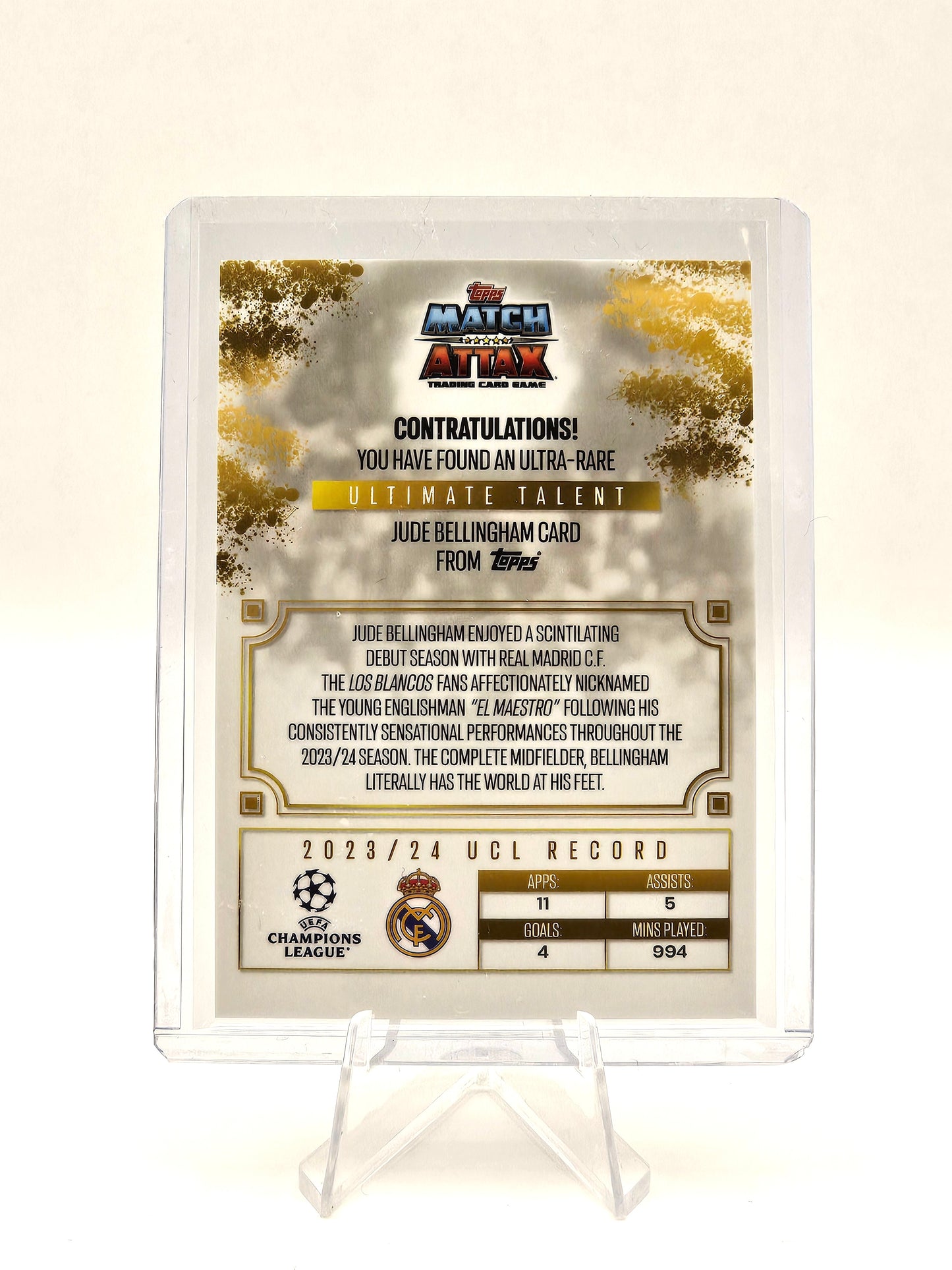 Congratulations you have found an ultra rare Jude Bellingham ULTIMATE TALENT MAESTRO DE MADRID #UTF-JB - Topps Match Attax 2024/2025 