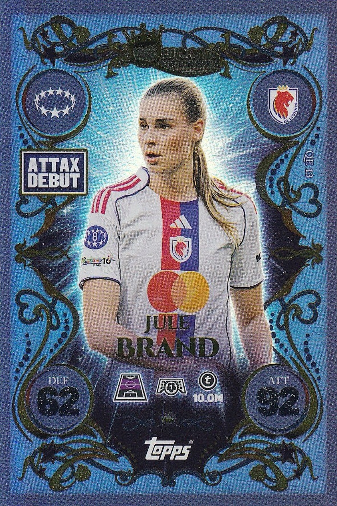 Jule Brand Queens of Europe Card #QE13, Attax Debut - Topps Match Attax 25/26 (2025/2026) OL Lyonnes