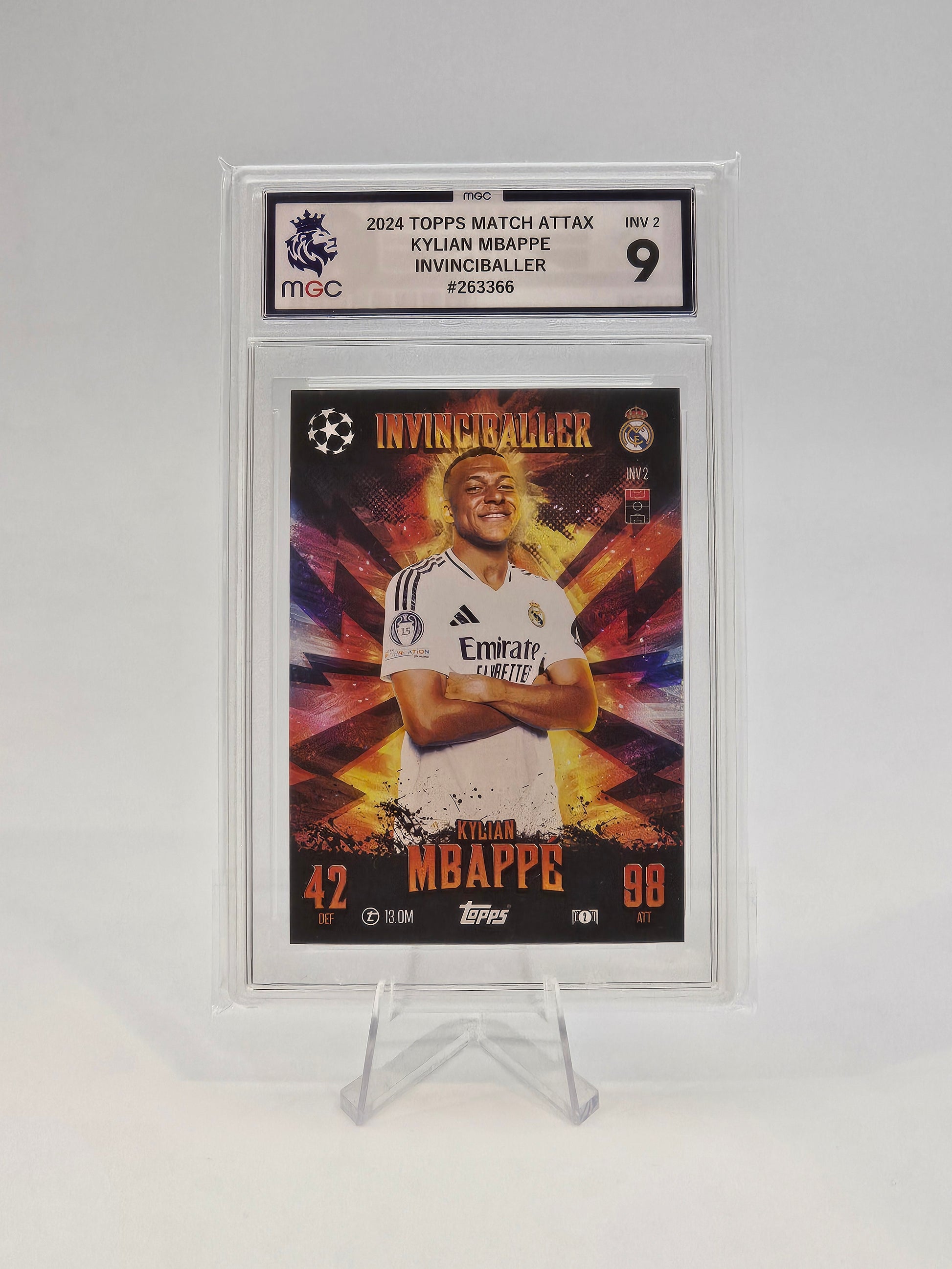 Kylian Mbappe Invinciballer Card #INV2 - Match Attax Extra 24/25 Graded MGC 9
