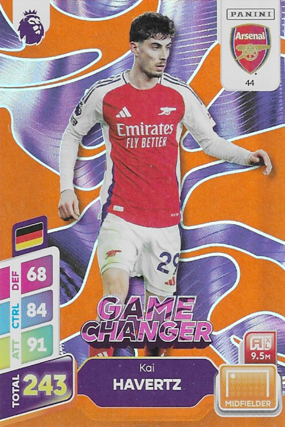 Kai Havertz Orange Parallel Game Changer Card #44 - Panini Adrenalyn XL PLUS 2025 Premier League (Arsenal)