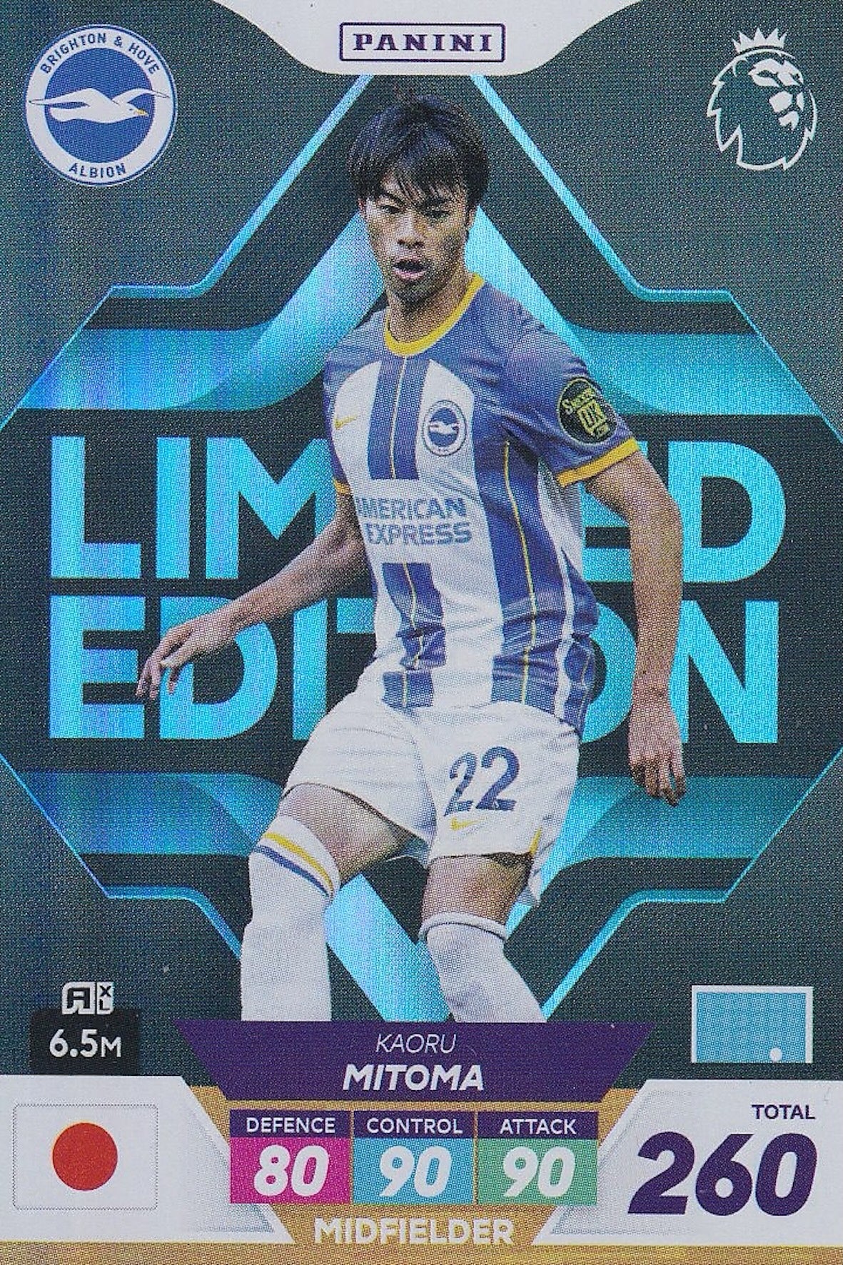 Kaoru Mitoma Limited Edition Card, Panini Adrenalyn XL PLUS 2023, Premier League, Brighton