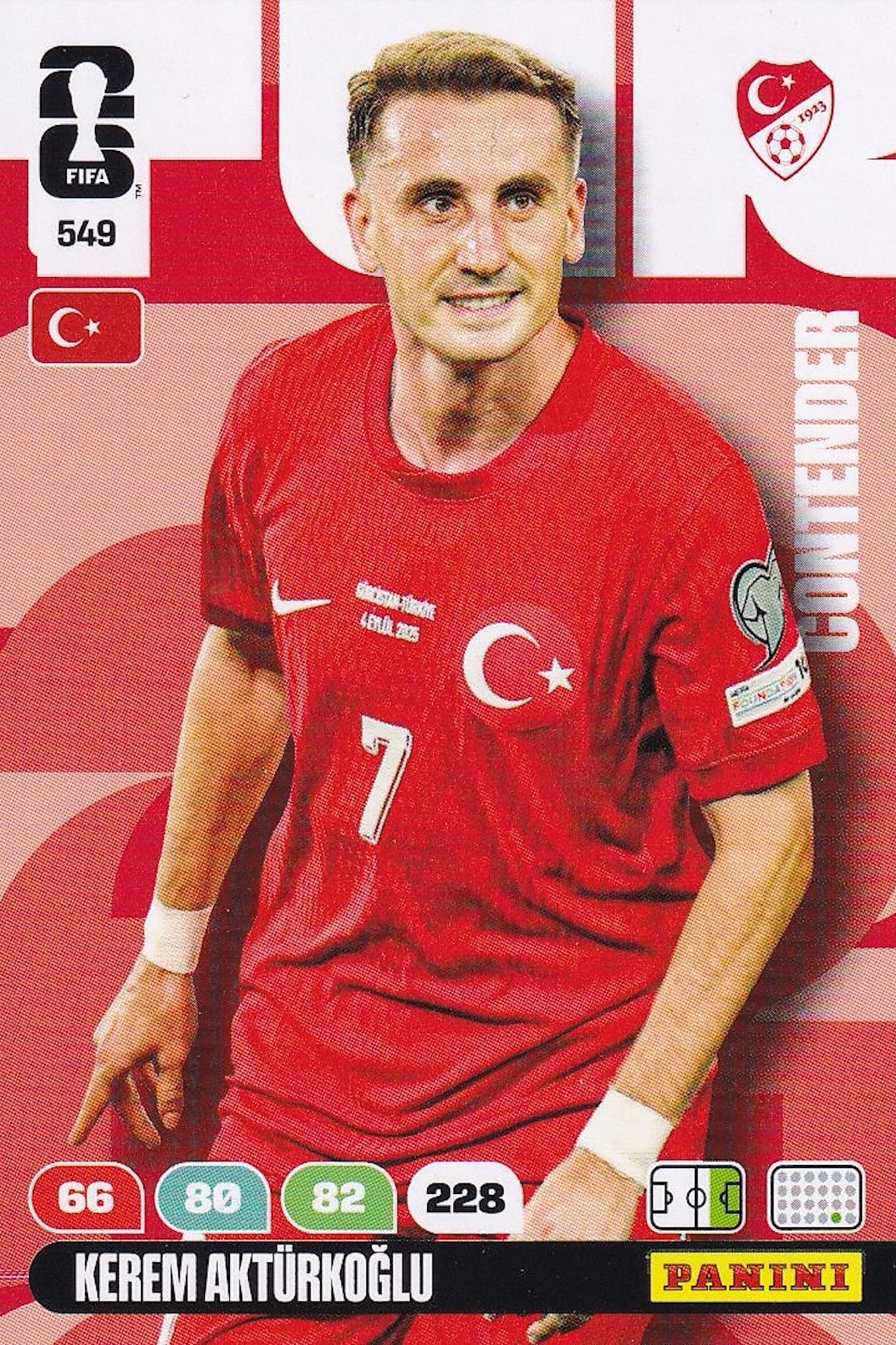 Kerem Aktürkoğlu Contender Base Card #549 - FIFA WORLD CUP 2026 - Panini Adrenalyn XL - Turkey