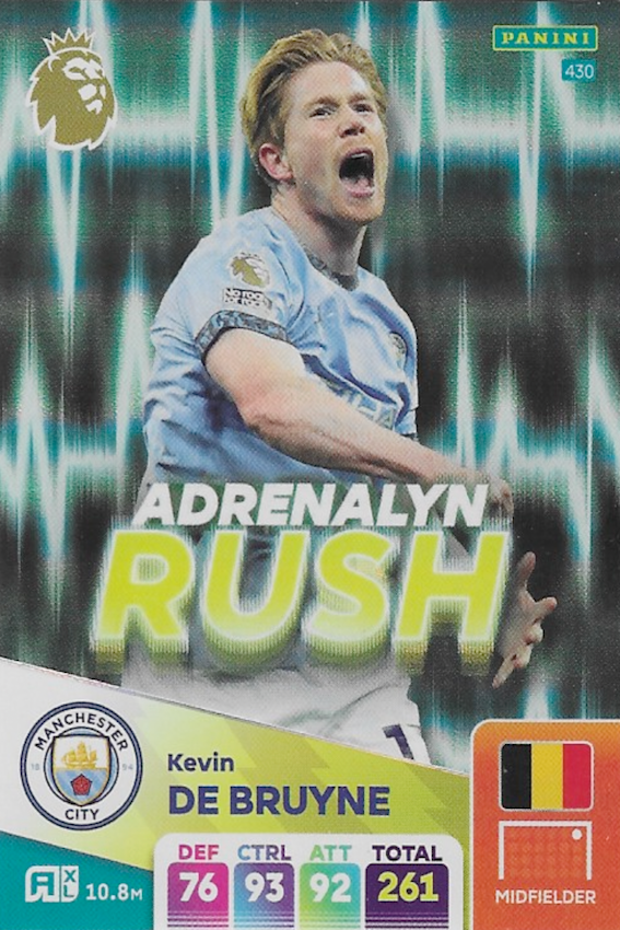 Kevin De Bruyne Adrenalyn Rush Card #430 - Adrenalyn XL 2025 Panini Premier League