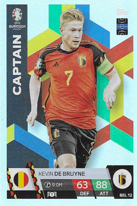 Kevin De Bruyne Captain Card Number BEL 12 - Topps Match Attax Euro 2024