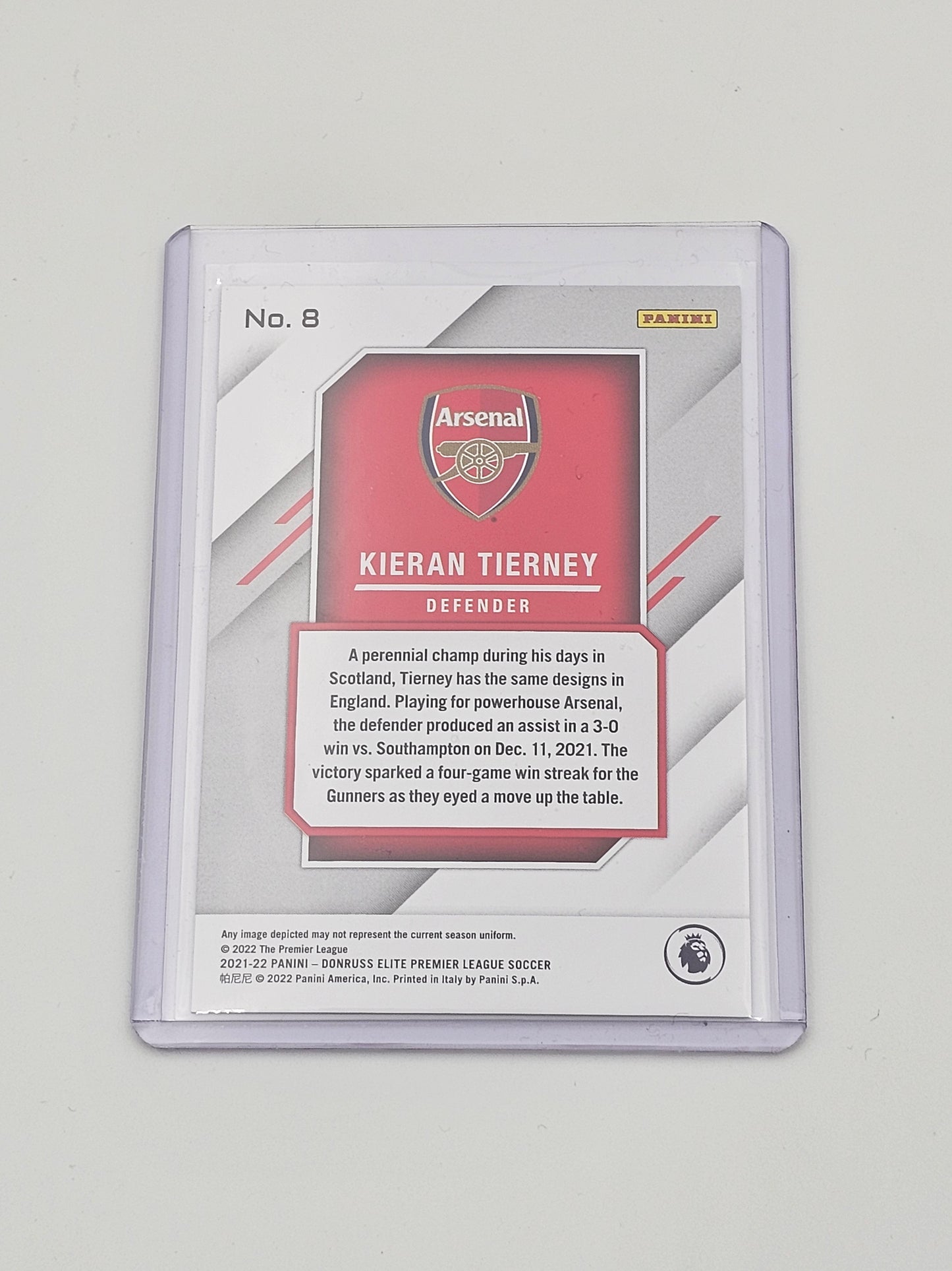 Kieran Tierney Aspirations Card Number 8 - 2021-22 Panini Donruss 43/96
