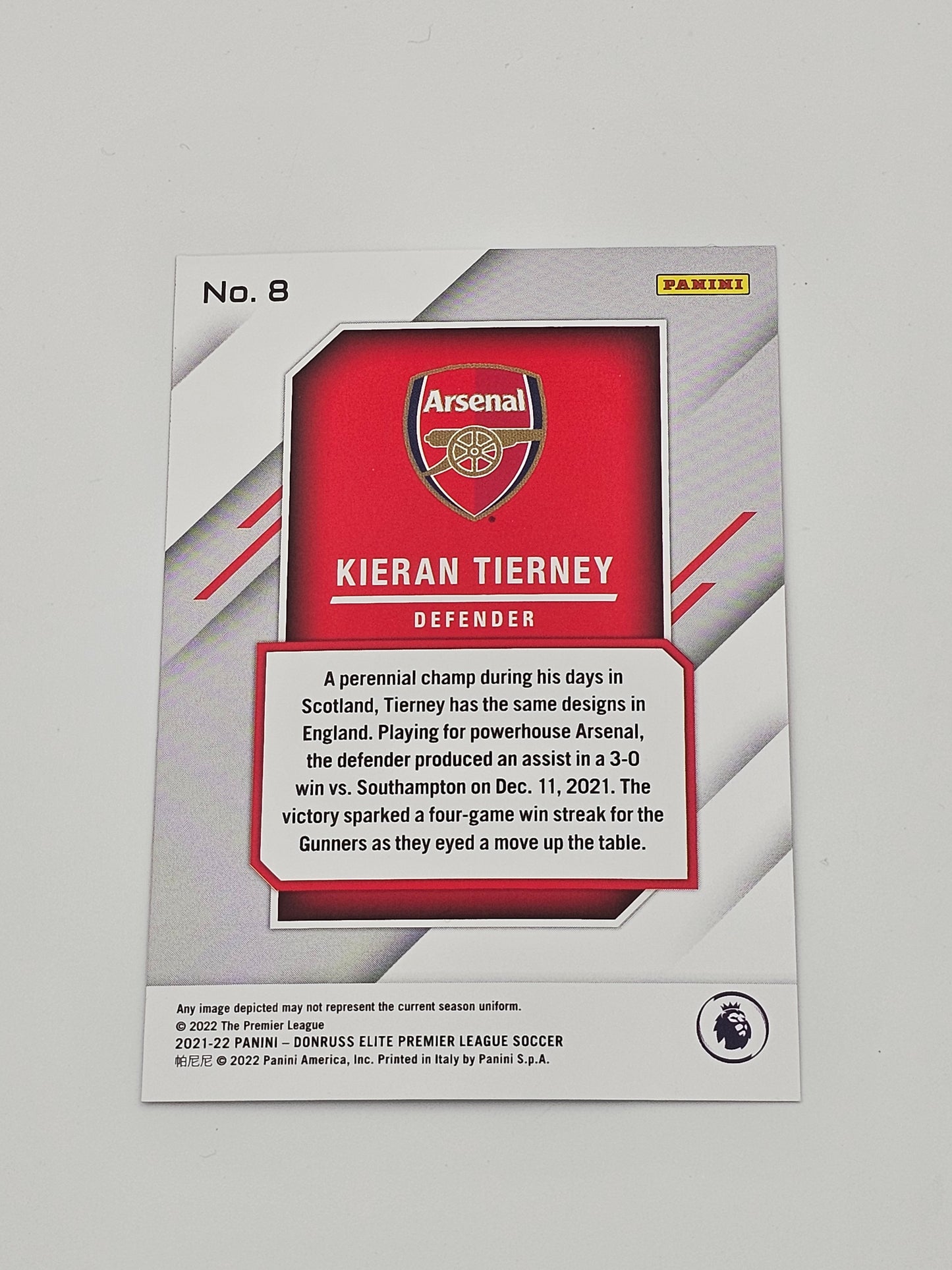 Kieran Tierney Aspirations Card Number 8 - 2021-22 Panini Donruss 43/96