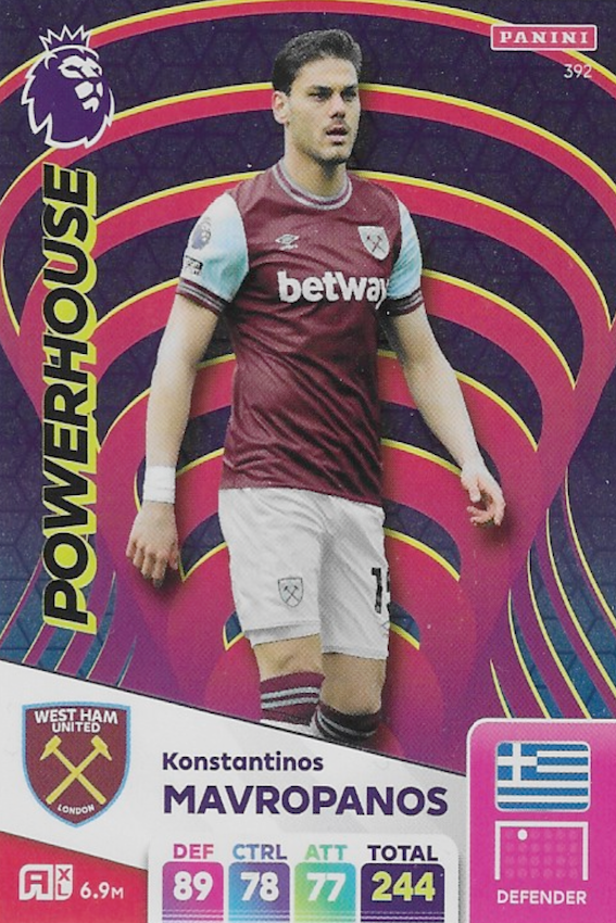 Konstantinos Mavropanos Powerhouse Card #392 - Panini Adrenalyn XL 2025 Premier League